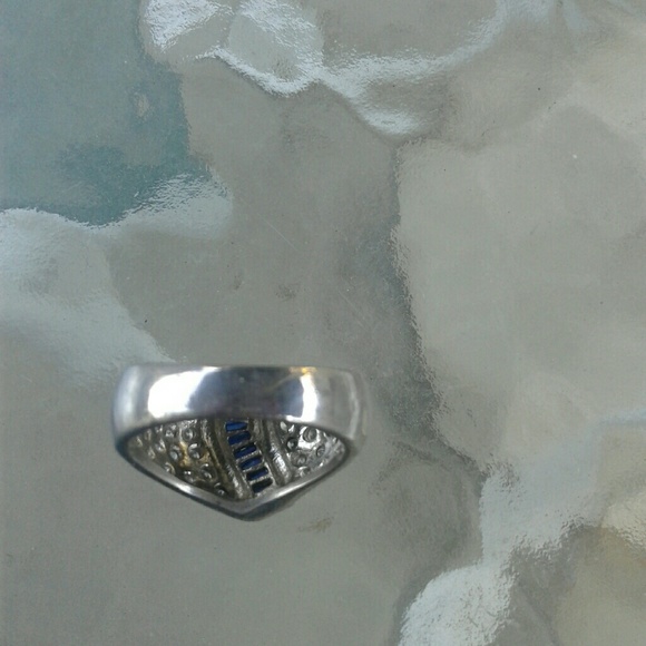 Vintage Sterling Silver Sapphire CZs Ring - Picture 5 of 8